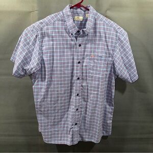 Bob Timberlake Shirt Blue & Red Plaid Short Sleeve Sz XL Button Down